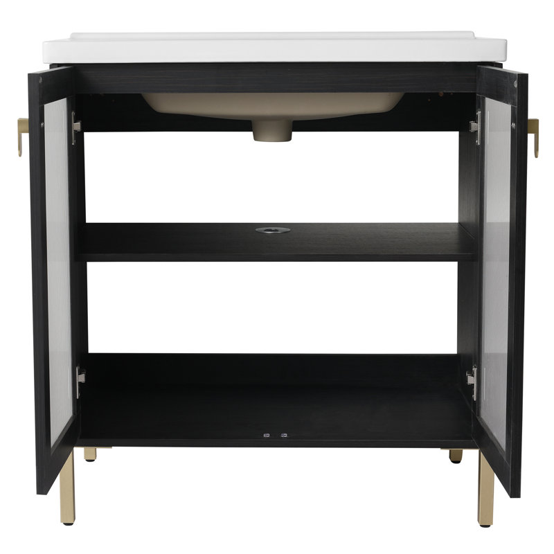 Meuble-lavabo simple 31,9 po avec plateau en céramique Tyia