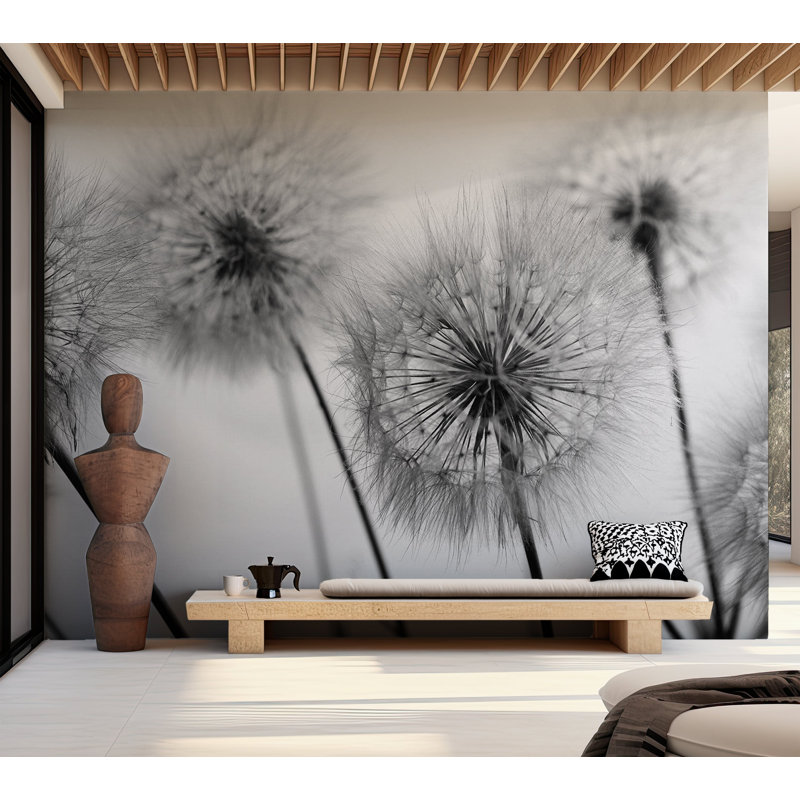 Papier peint floral - Champ de pissenlits, L 82 po x l 118 po