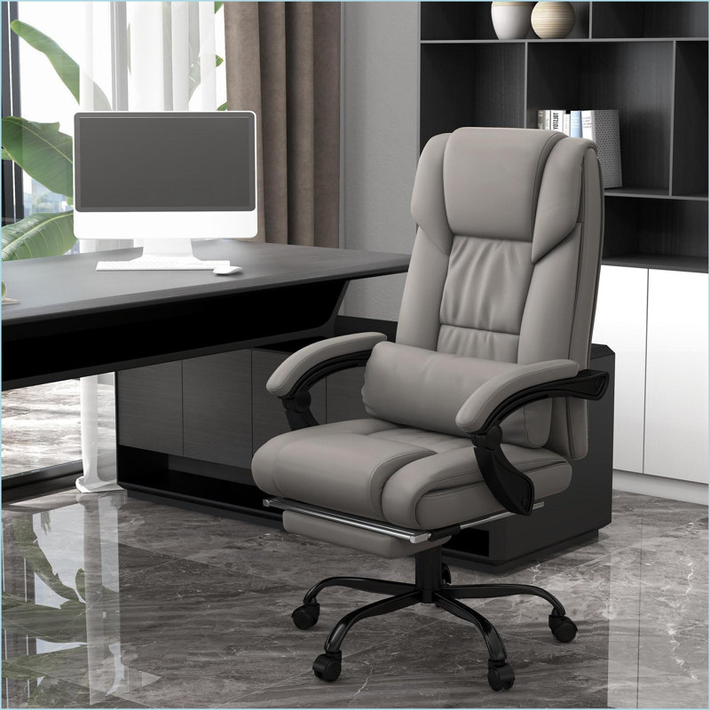 Fauteuil de massage avec vibration à 6 points, télécommande, repose-pieds | Gris anthracite | Similicuir