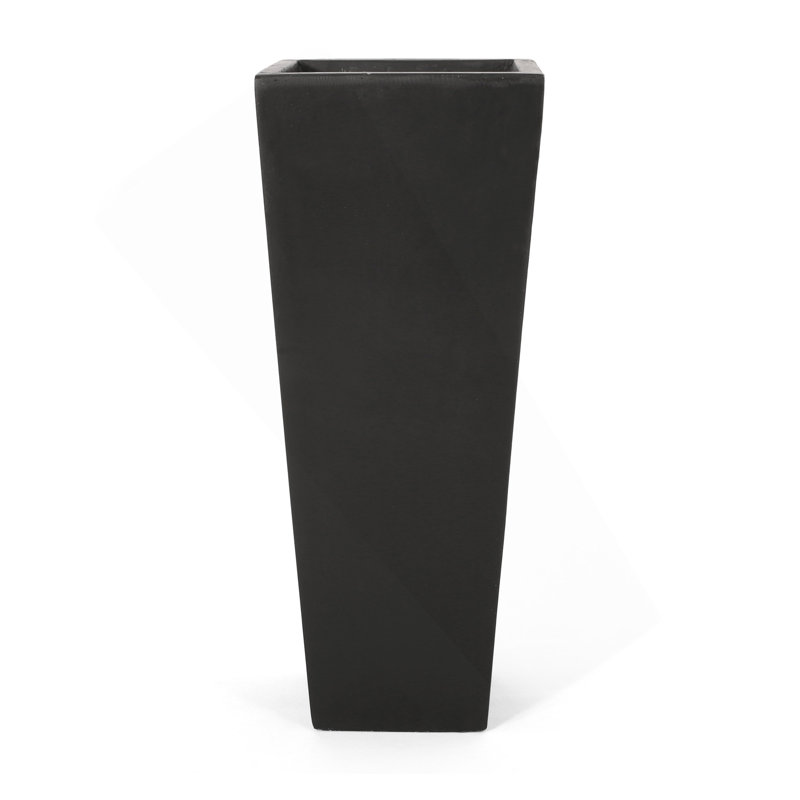 Jardinière d'extérieur moderne en pierre MGO, noir, H 32,5 po x l 13 po x P 13 po, Noir