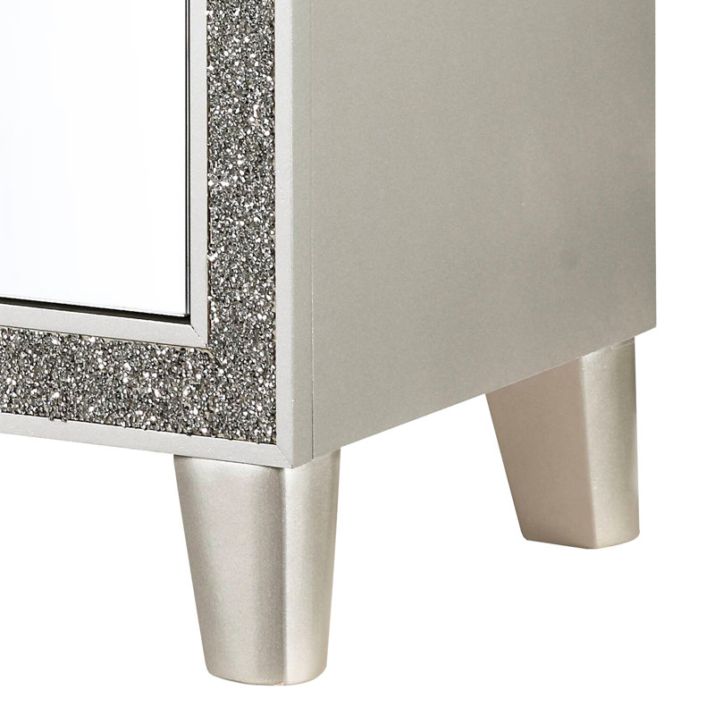 Table de chevet Mirrored Champagne 2 - Doublé de feutre pour la chambre à coucher dans la finition de luxe
