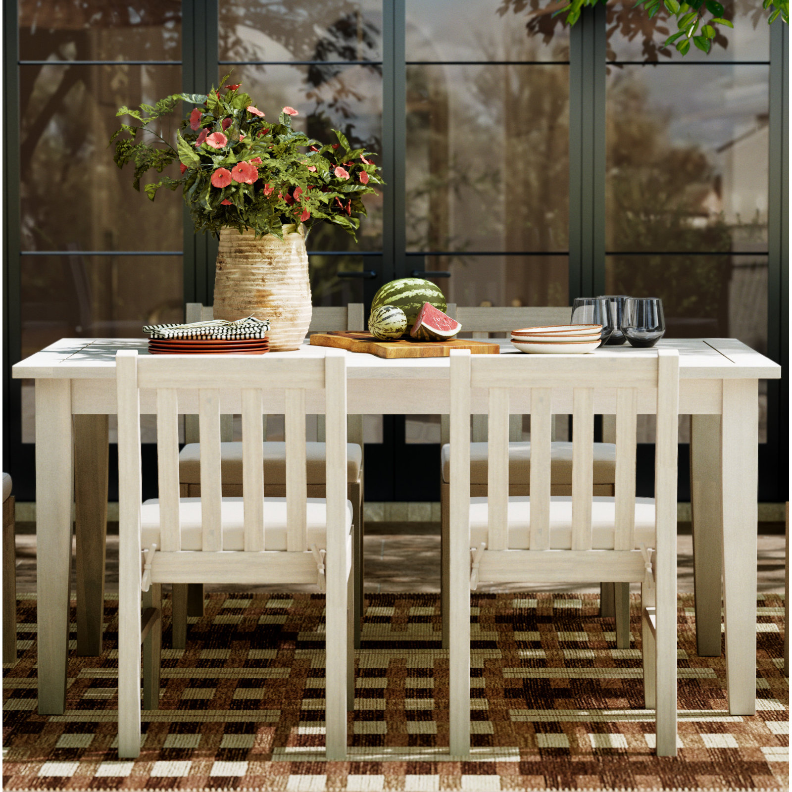 Amina 64" Acacia Patio Dining Table