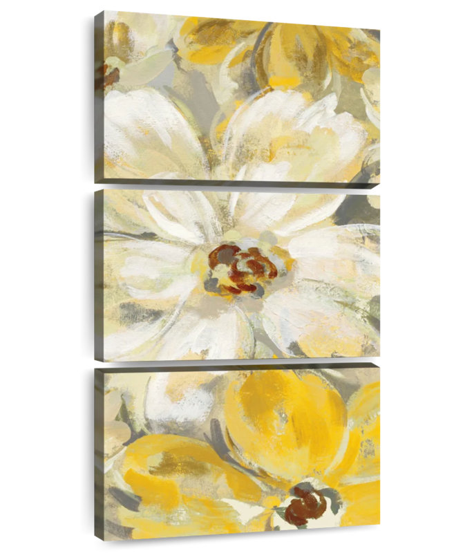 Pétales de printemps dispersés jaune-gris II, H 80 po x l 39 po