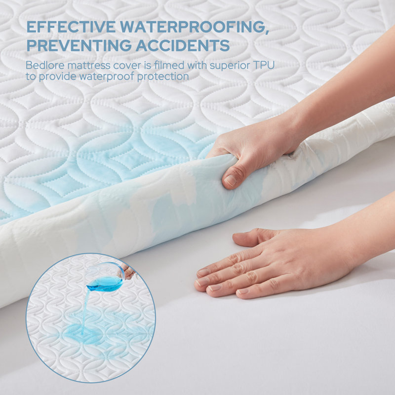 BEDLORE® (Set of 2) Noiseless Waterproof Mattress Protector, Hypoallergenic Quilted Washable Mattress Cover, Breathable Mattress Pad With 6-18'' Deep Pocket