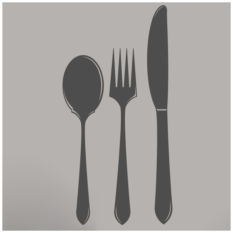 Adhésif décoratif cuillère fourchette, Gris foncé
