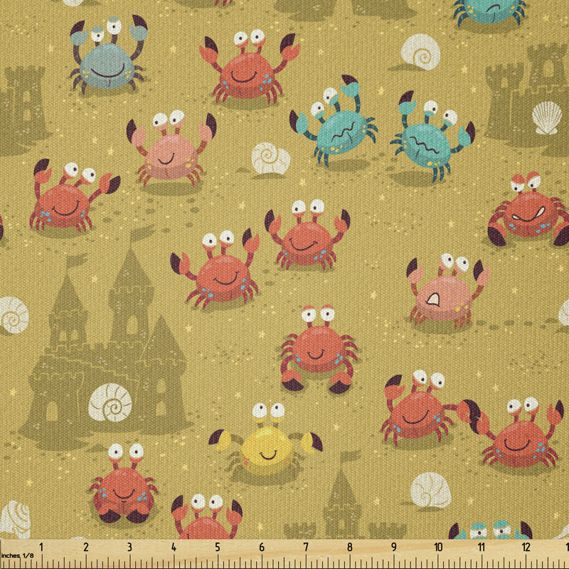 Cordis Crabs and Shells on Beach Multi-Purpose Fabric
