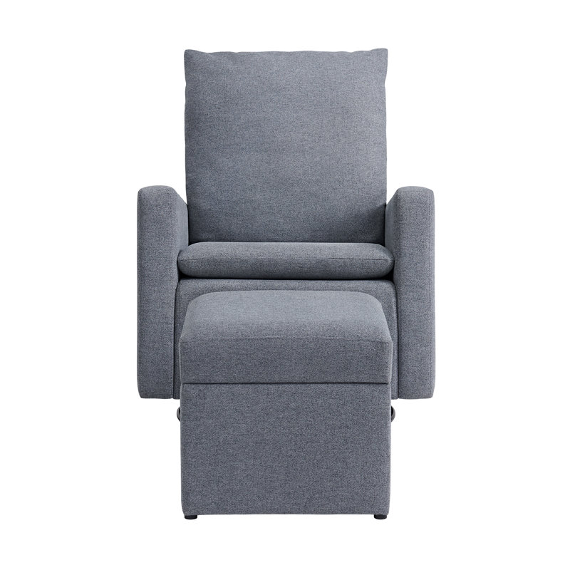 Dark Gray Upholstered Glider and Ottoman Set with Storage