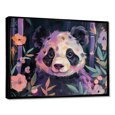 Blanc, mauve, panda, jungle I - art mural animal panda