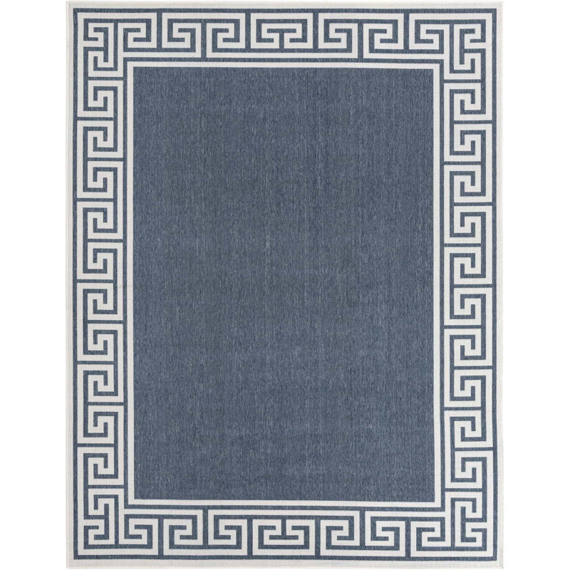 Tapis bleu marine intérieur / extérieur Amiri, Rectangle 7 pi 10 po x 10 pi