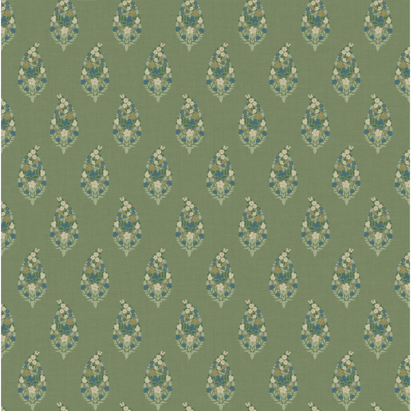 Papier peint motif cachemire, Vert