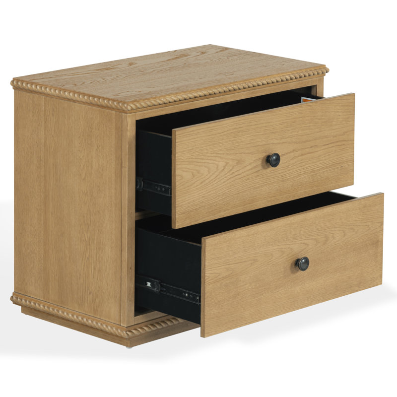 Octavian Rope Detail Nightstand, Brown Oak