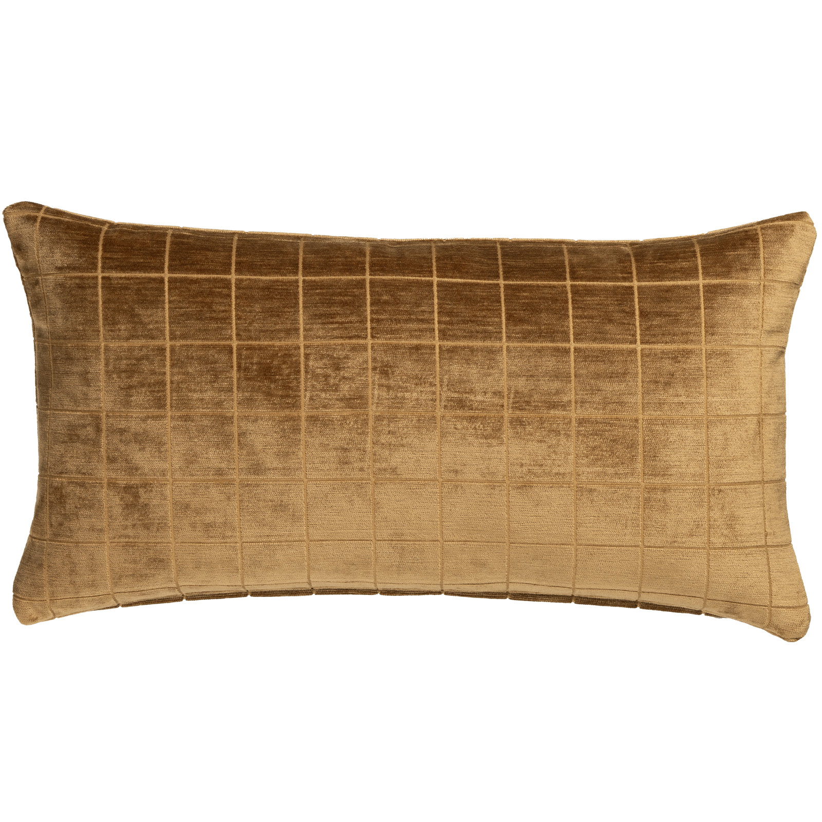 Otterville Velvet Grid Lumbar Pillow, Polyester, 14"H x 52"W, Gold Geometric