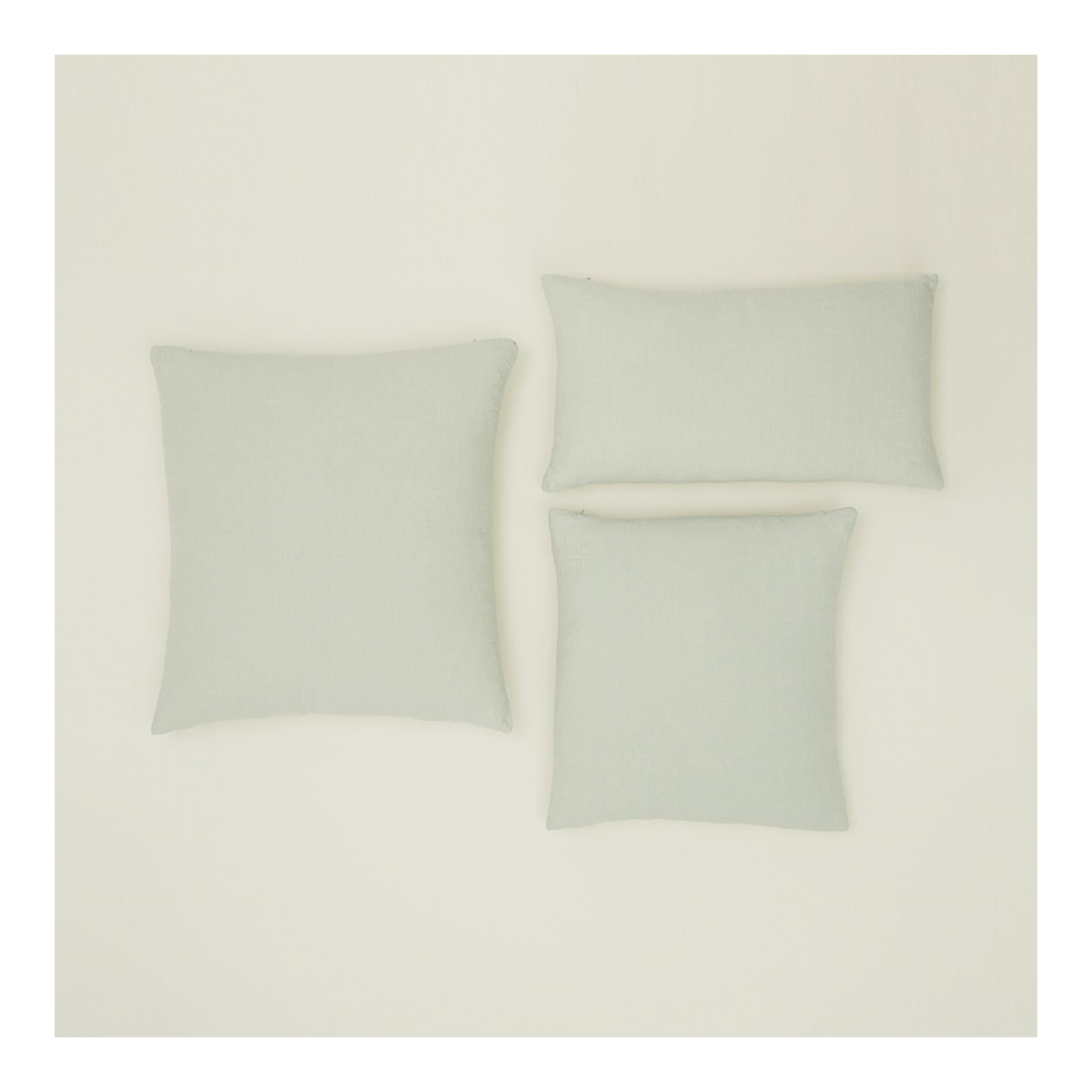 Simple Embroidered Linen Throw Pillow, Sage, Square 22"