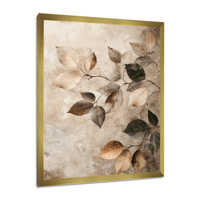 Taupe Leaves Mosaic Collage IV - Floral Wall Art