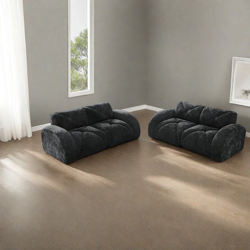 Ensemble de canapé 2 pièces moderne et modulaire, revêtu de velours, idéal pour le salon
