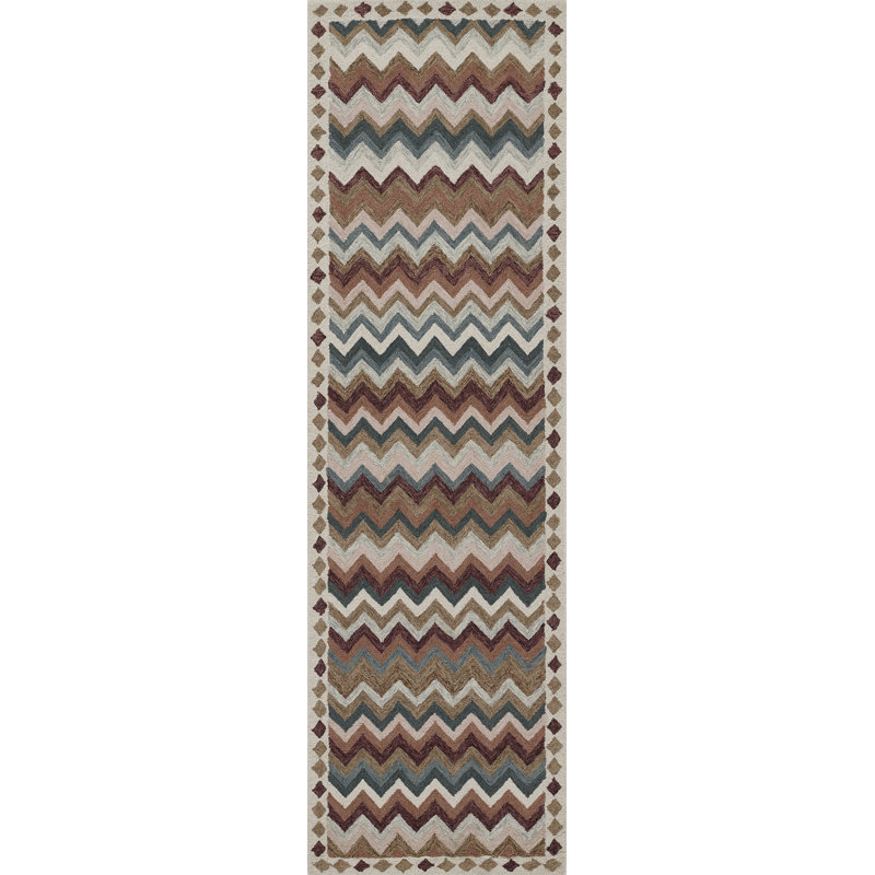 Tapis en laine touffeté à la main Abbott, Tapis de couloir 2 pi 3 po x 8 pi