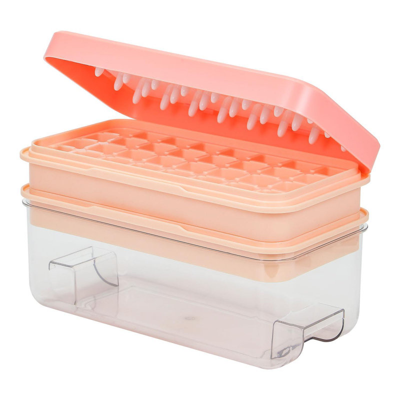 Ice Cube Tray - Cube Ice – Ice Trays With Lid & Bin For Freezer - Mini Ice Cube Maker - 64Pcs – Easy Ice Cube Removal - High-Grade, BPA-Free Silicone -  2 Trays 1 Ice Bucket & Scoop  (Blue)