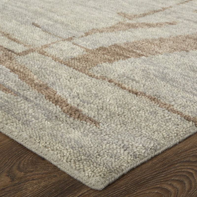Sutton Transitional Abstract, Tan/Orange Area Rug, Rectangle 5'6" x 8'6"