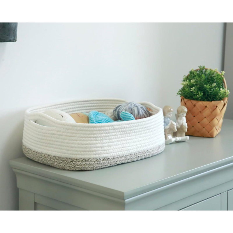 Panier de rangement en corde de coton avec panier tressé pour bébé