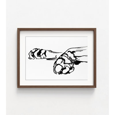 Reproduction de dessin noir et blanc pour animal de compagnie, décoration murale patte encadrée, art mural patte de chien, impression de dessin de chien simple, croquis de chien, art mural encadré 42 x 56 po