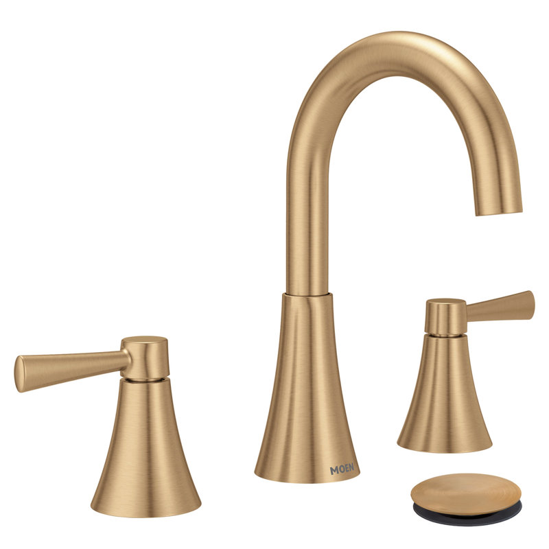 Moen Ronan Two-Handle Widespread Modern Bathroom Faucet, Valve Included, Bronzed Gold