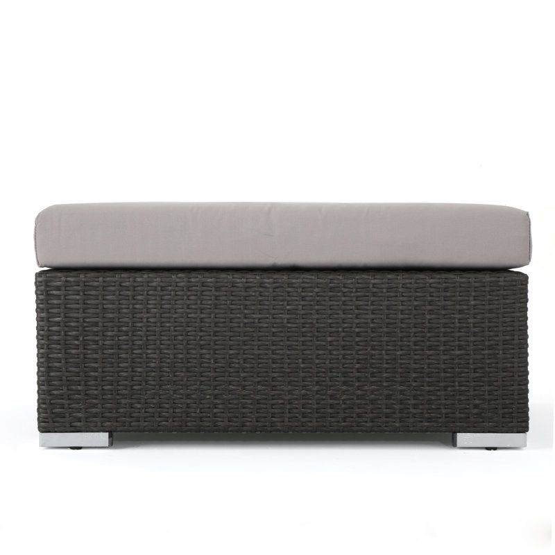 Xante Wicker Outdoor Ottoman, Gray Light/Gray
