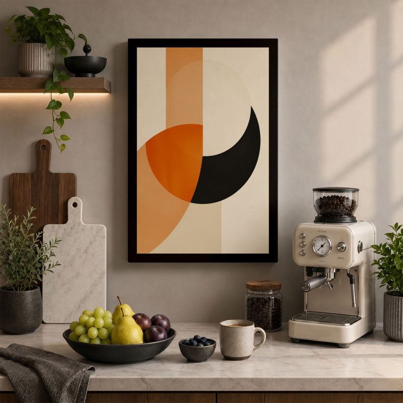 Curved Geometry Geometric - Wrapped Canvas, 36x24 - 91.4 x 61.0 cm, Teal Border
