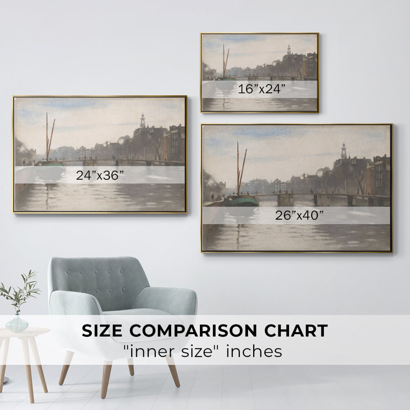 " Vintage Landscape - CCCLVI ", Gold Floater Framed Canvas, 25" H x 37" W x 2" D