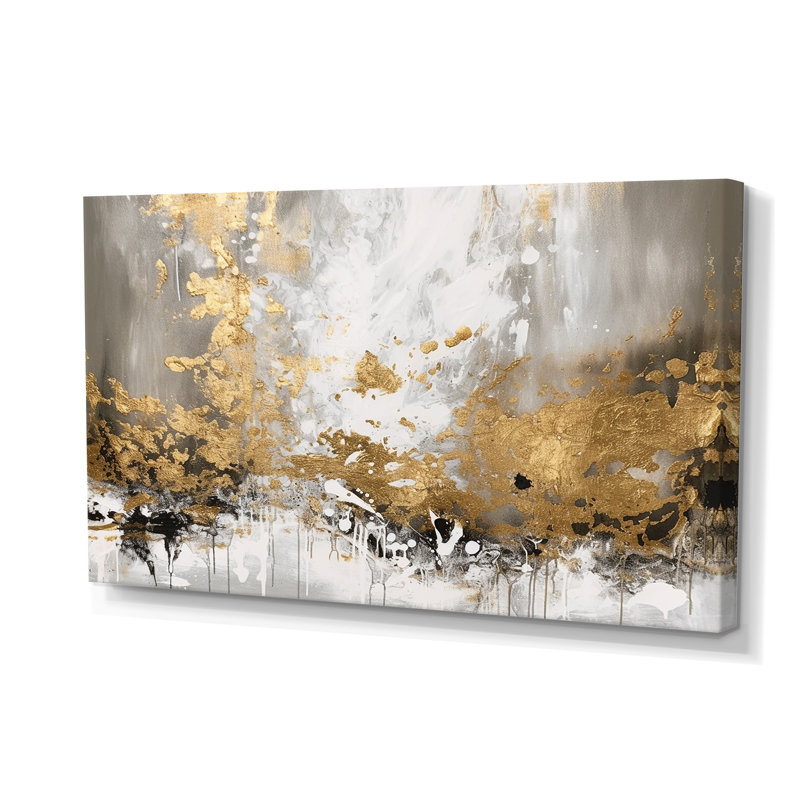 Or et blanc abstrait - art mural abstrait