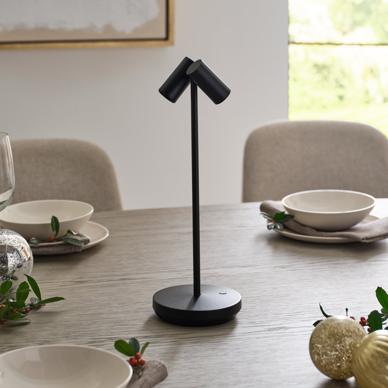 Doppia Accent Rechargeable Table Lamp, Black
