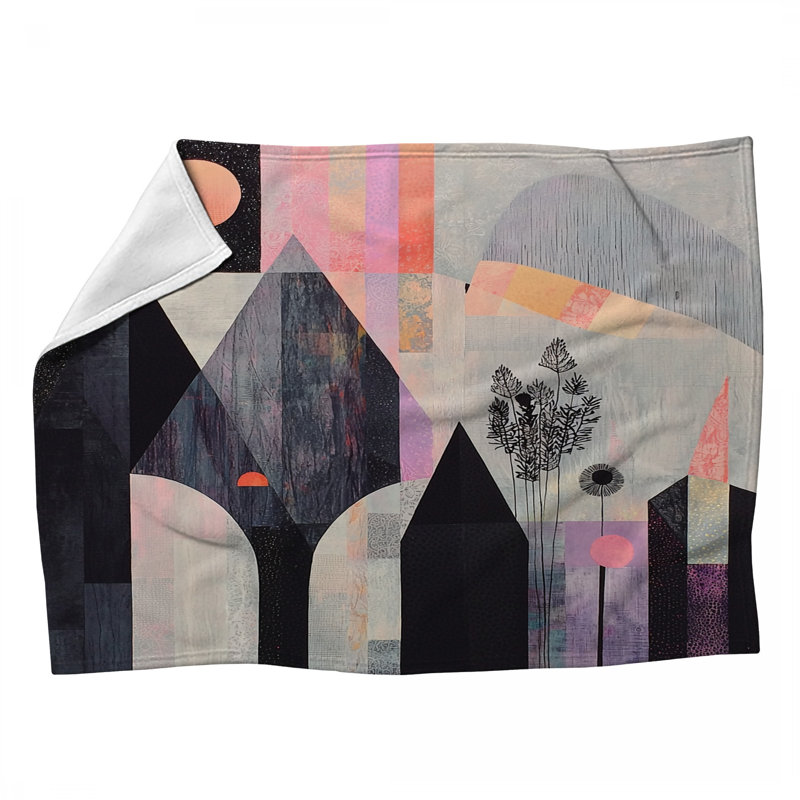 Jeté en molleton Abstract Landscape - Jets abstraits pour canapés ou lits, L 80 po x l 60 po