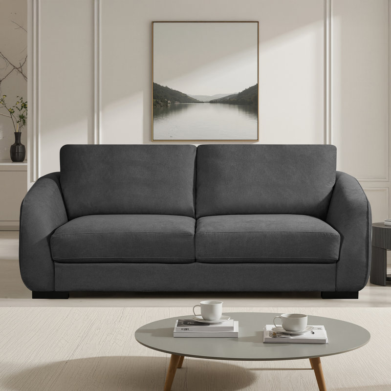 Alivyah 3 Seat Compact Fabric Sofa, Grey