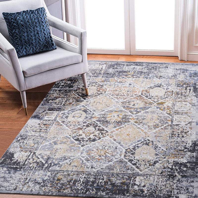 Tapis tissé multicolore 8 X 10 - sans perte de teinture, teinture pour étude, chambre à coucher, salon près du vestibule, bureau à domicile,