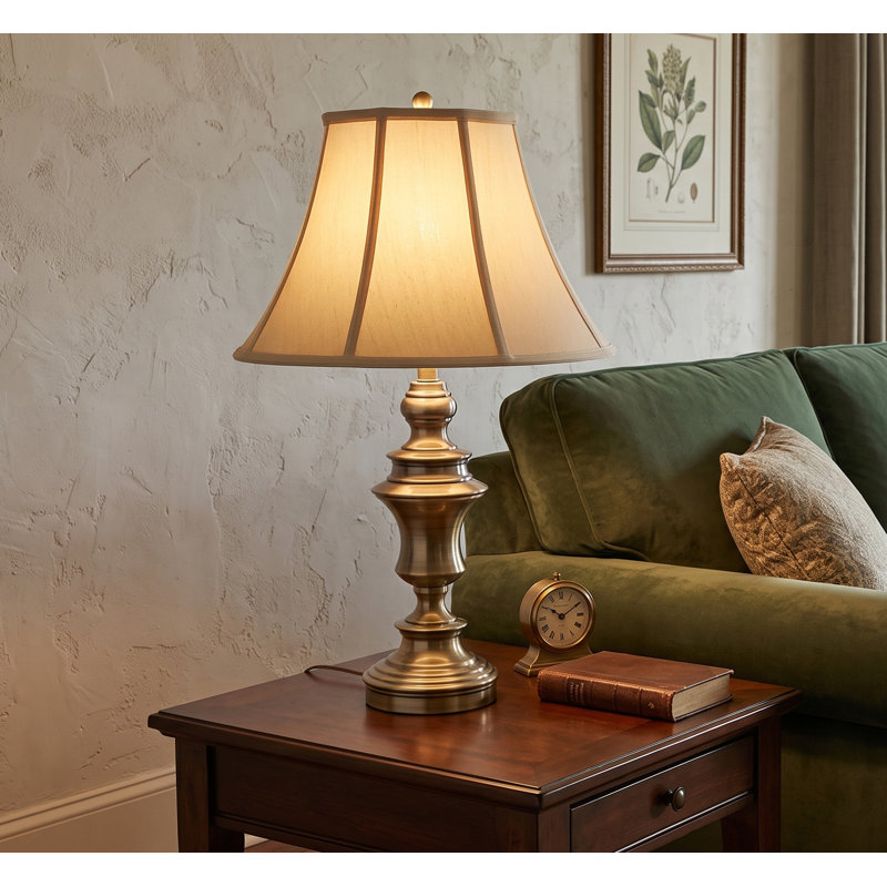 Vigore -  28" Satin Brass Touch Switch Table Lamp with USB Ports