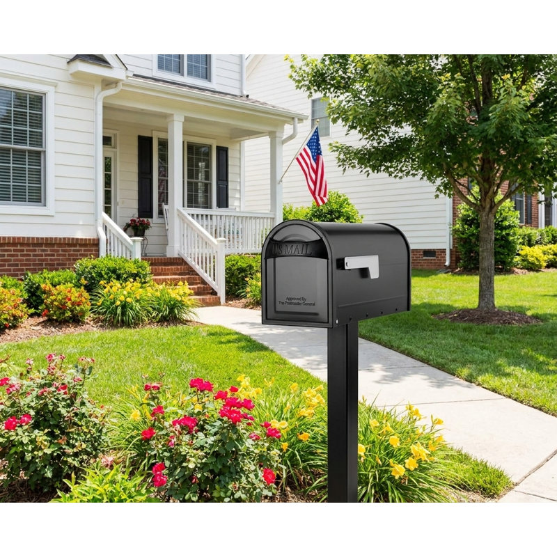 Pillar-style mailbox, medium size, classic black.