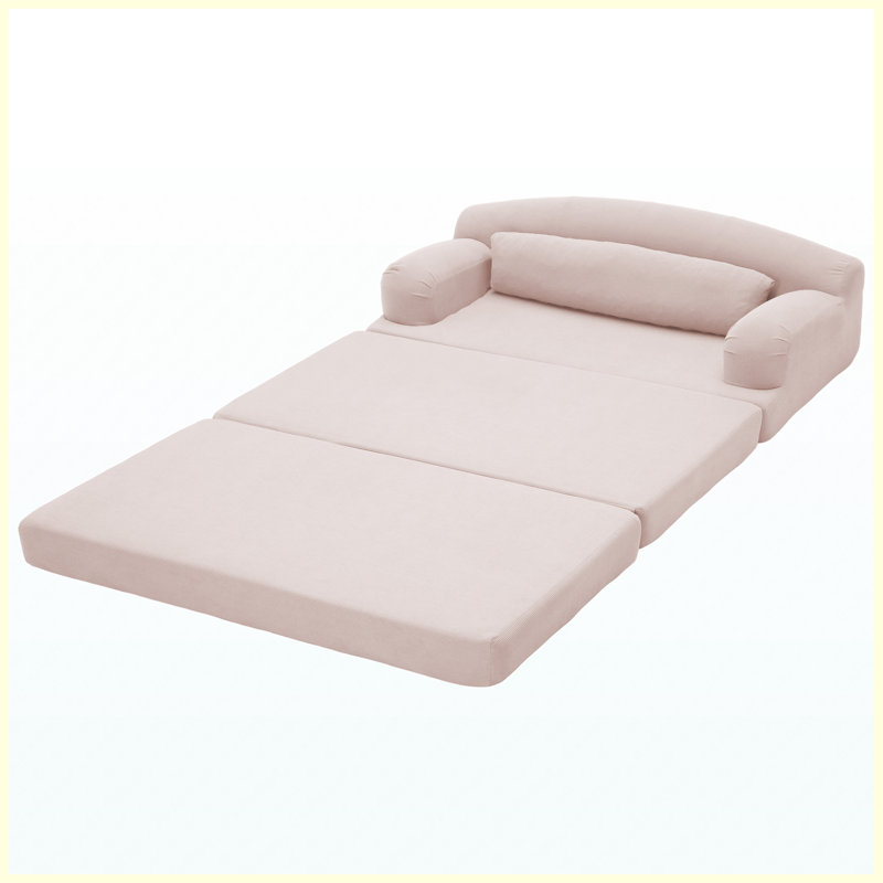 Causeuse convertible 2 places en velours côtelé Canapé-lit futon convertible (rose)