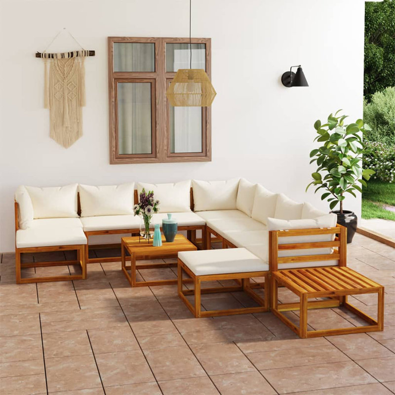 12 Piece Lounge Chair with Cushions, Cream