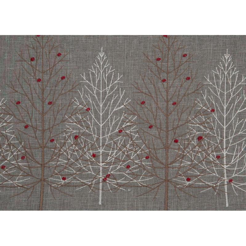 Gray Embroidered Christmas Trees Throw Pillow, 12x20 Inch