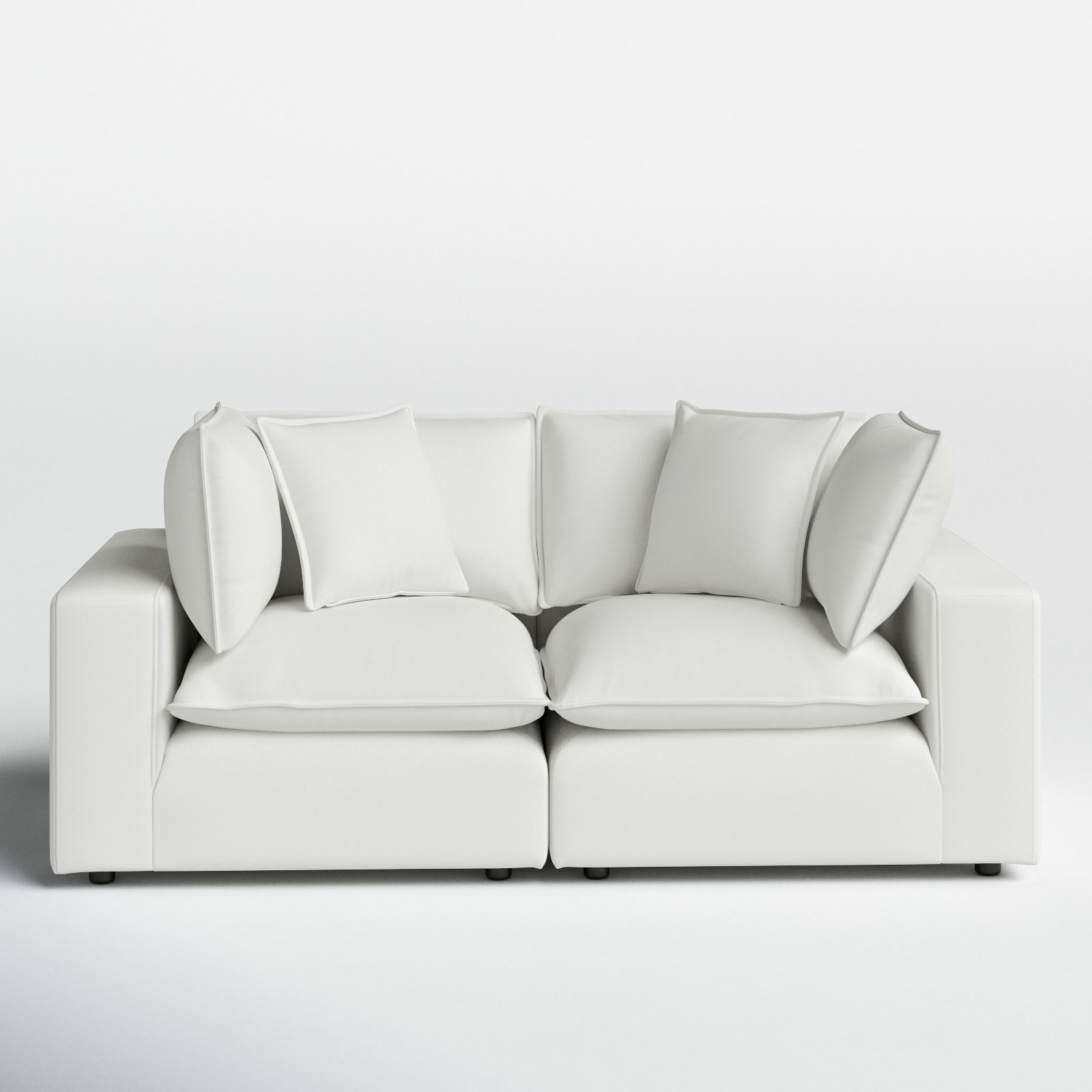 Ellaria 80" Modular Loveseat, White Polyester Blend