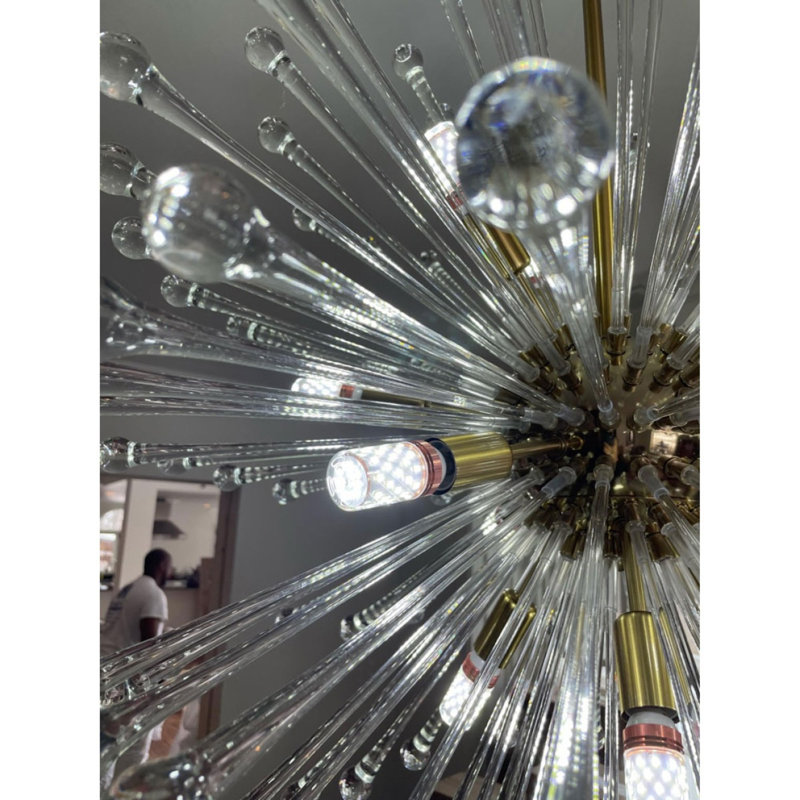 Lustre suspendu en verre Light Sophia, Nickel noir brossé, H 60 po x l 42 po x P 42 po, Transparent