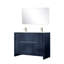 Meuble-lavabo double bleu marine 48 po L 20 po x P 20 po, surface en quartz blanc, robinet en nickel brossé, miroir 43 po et teinté - meuble-lavabo P 48 po, comptoir, grattoir 43 po - fabrication