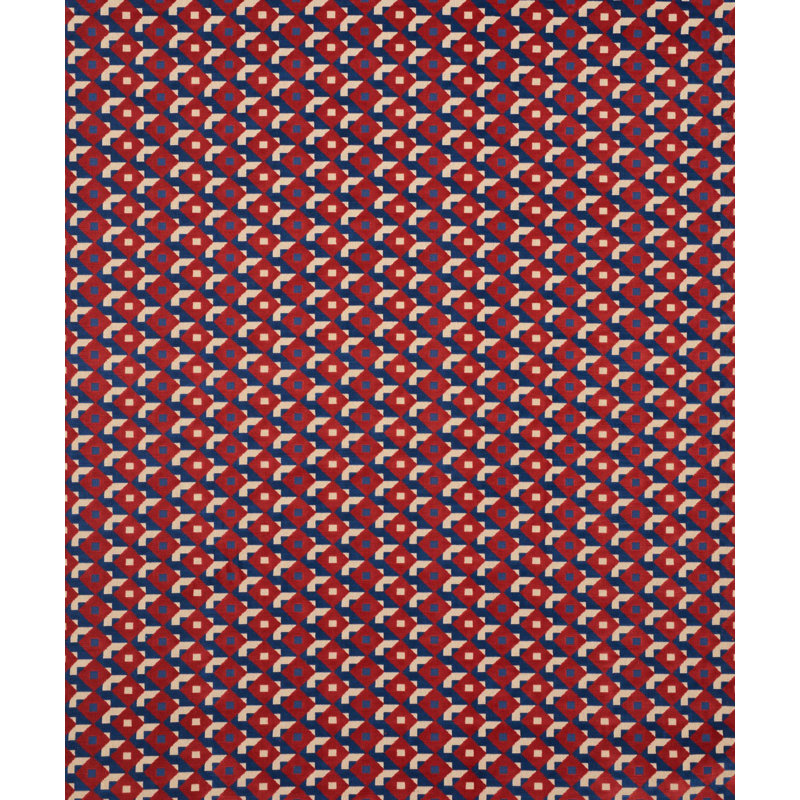 Schumacher x Johnson Hartig Dazzle Ship Velvet Fabric, Blue/Red