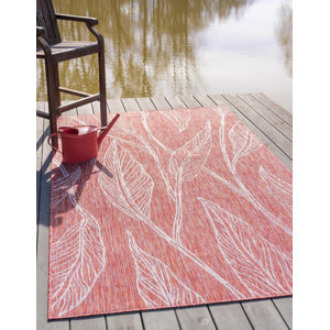 Zellig Floral Red/Gray Indoor / Outdoor Area Rug 2’ 0” X 6’ 