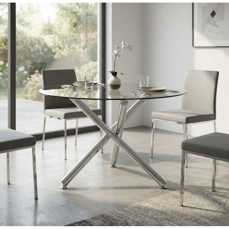 Table de salle à manger Gregory, Argent argent