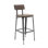 Tabouret de bar en acier de couleur bronze industriel, dossier et siège en bois d'orme de couleur noyer