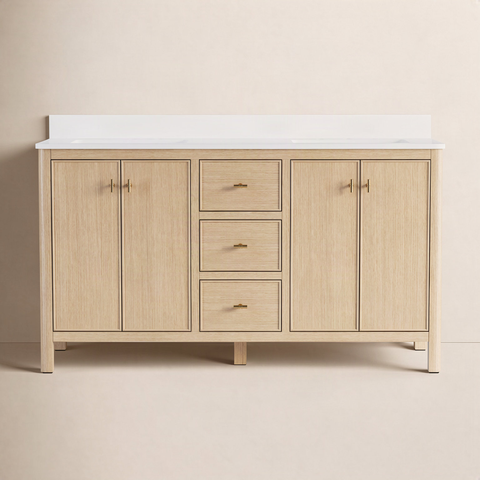Kingsley 60" Oak Double Bathroom Vanity