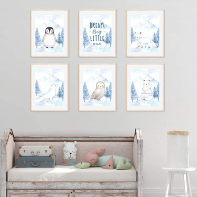 Rêvez de big little one, vous êtes tellement aimé, pingouin, hibou, ensemble de 6 pièces imprimées sur papier Crush