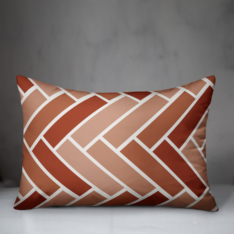 Outdoor Reversible Throw Pillow, Orange/Red, Geometric 1