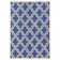 Tapis bleu / ivoire géométrique en laine crocheté à la main