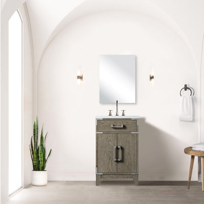 20 In. W X 18 D Grey Oak Bathroom Vanity With Acrylic Top, Faucet, 18" Mirror Bath 20" D, Included